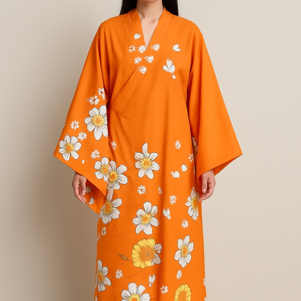 Orange Floral Kimono